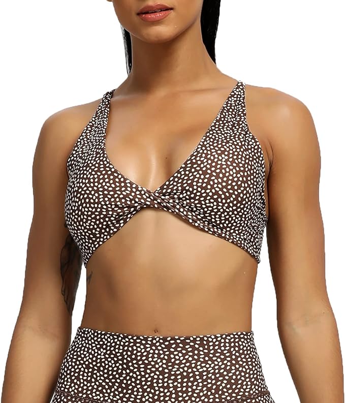 Aoxjox Backless Sports Bra in neutral color Polka dots from Amazon