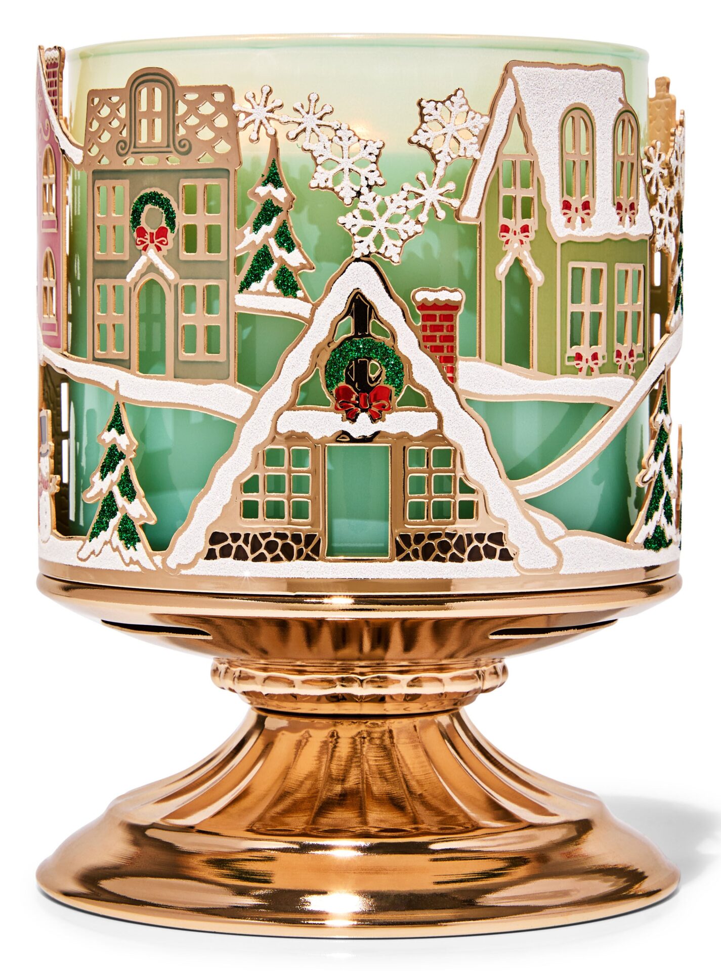 Village Scene 3-Wick Candle Holder